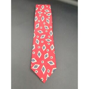 Zianetti Italian Silk Collection Mens Red Geometric‎ Diamond Pattern Necktie